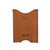 This is a monogrammed thin tan brown leather card sleeve wallet.
