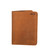 This is a monogrammed tan brown leather passport wallet.
