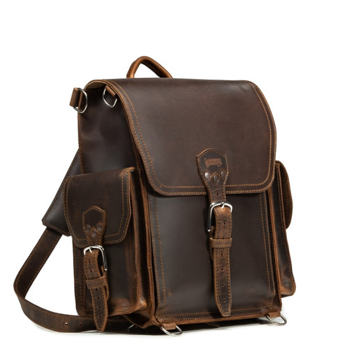 Dave's Deals Squared Leather Backpack a.k.a The Tank - Dark Coffee Brown