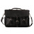 This is the front straight on of a 17 inch wide large leather briefcase with pockets.