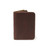 This is a red brown leather business card holder wallet front.