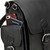 This is the black leather backpack with a picket behind the pocket.