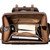 This is a dark brown leather backpack with a pocket on the front and interior.