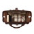 This is the top view of a red brown leather duffle bag wide open and full overnight clothes.