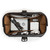 This is a black leather toiletry bag from the top angle full.
