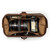This is a red brown leather toiletry bag from the top angle full.