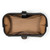 This is a black leather toiletry bag from the top empty.