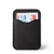 This is a black leather wallet standing with no cash.