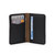 This is a thin black leather wallet that folds in the middle wide open..