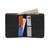 This is the inside of a black large bifold leather wallet.
