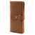 This is the side of a tan brown really large leather wallet.