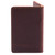 This is the back of a red brown leather business card holder wallet.