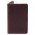This is the front of a red brown leather business card holder wallet.