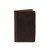 This is the front of a dark brown leather business card holder wallet.