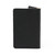 This is the back of a black leather business card holder wallet.