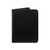 This is the front of a black leather passport wallet.