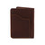 This is the back of a dark brown leather passport wallet.