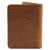 This is the back of a tan brown leather passport wallet.