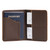 This is the inside of a red brown leather passport wallet.