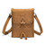 This is a tan brown leather satchel that is thin from the front.