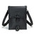 This is a black leather satchel that is thin from the front.
