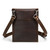 This is a dark brown leather satchel that is thin from the back.