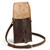 This is a dark brown leather satchel that is thin from the open..