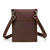 This is a red brown leather satchel that is thin from the back.