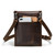 This is a dark brown leather satchel that is thin from the back.