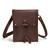 This is a red brown leather satchel that is thin from the front.