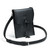 This is a black leather satchel that is thin from the front side.