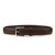 This is a size 34 dark brown  thick leather belt from the front.