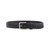 This is a size 32 black  thick leather belt from the front.