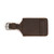 This is a  dark brown leather luggage tag that is closed to  be an ID Badge Holder.