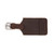 This is a red brown leather luggage tag that is closed to  be an ID Badge Holder.