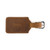 This is a tan brown leather luggage tag that is closed to  be an ID Badge Holder.