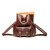 The red brown leather backpack opens wide and does not have zippers but clips shut instead.