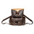 The red brown leather backpack opens wide and does not have zippers but clips shut instead.
