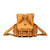 The tan brown leather backpack opens wide and does not have zippers but clips shut instead.