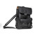 This is an image of a black leather backpack on the front side has pockets behind the pockets for men and women.