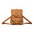 This is a front side picture of our tan brown thin leather backpack that men and women love.