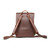 This red brown leather backpack has two shoulder straps on the back.