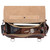 This is the top open view of a reddish brown rounded leather satchel.