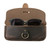This is the open view of the Koroha leather eyeglass case in dark brown