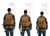This is a size comparison of the front pocket leather backpack from the back.