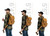This is a size comparison of the thin front pocket leather backpack from the side.
