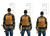 This is a size comparison of the thin front pocket leather backpack from the back.