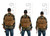 This is a size comparison of the big mouth leather backpack from the back.