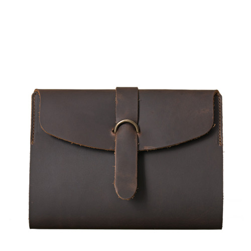 This is the front view of the dark coffee leather journal cover