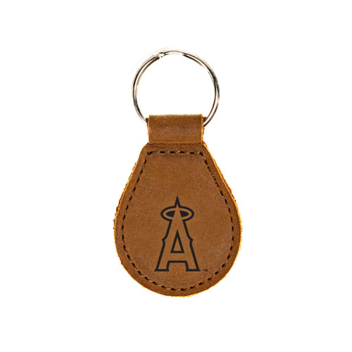 Tobacco colored leather keychain with the Los Angeles Angels logo on the front. Made by Saddleback